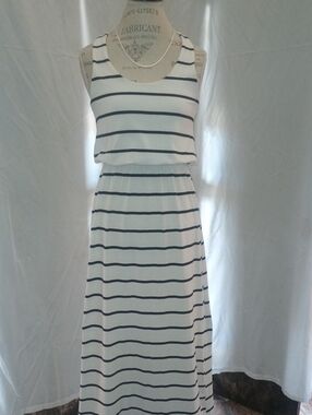 Windsor White Maxi Dress with Black Stripes
